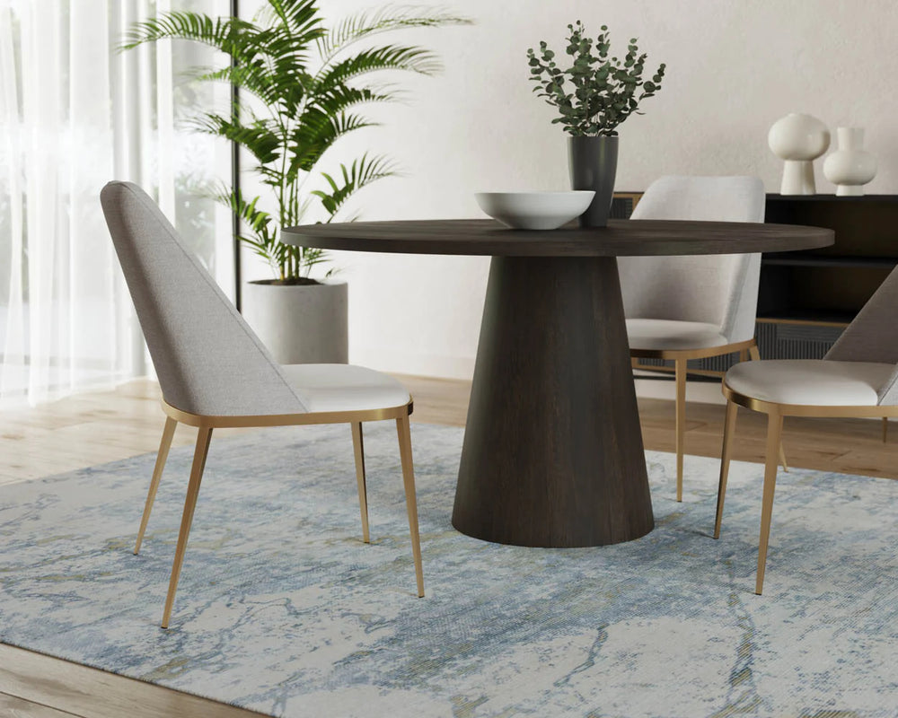 ALTHEA DINING TABLE - ROUND - BROWN OAK - 54"