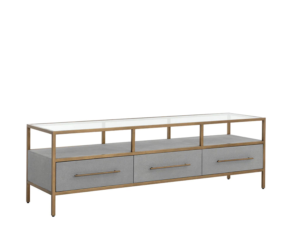 VENICE MEDIA CONSOLE AND CABINET - GREY SHAGREEN