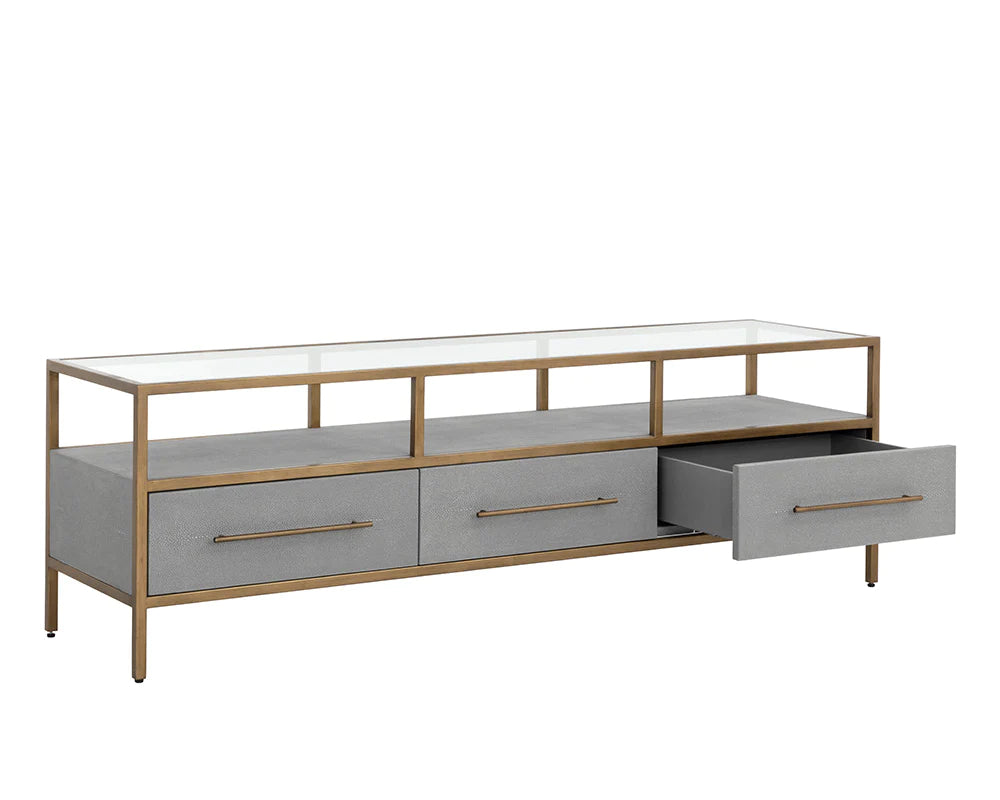 VENICE MEDIA CONSOLE AND CABINET - GREY SHAGREEN