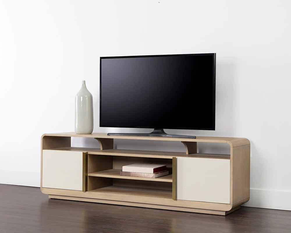 KAYDEN MEDIA CONSOLE AND CABINET - OYSTER SHAGREEN