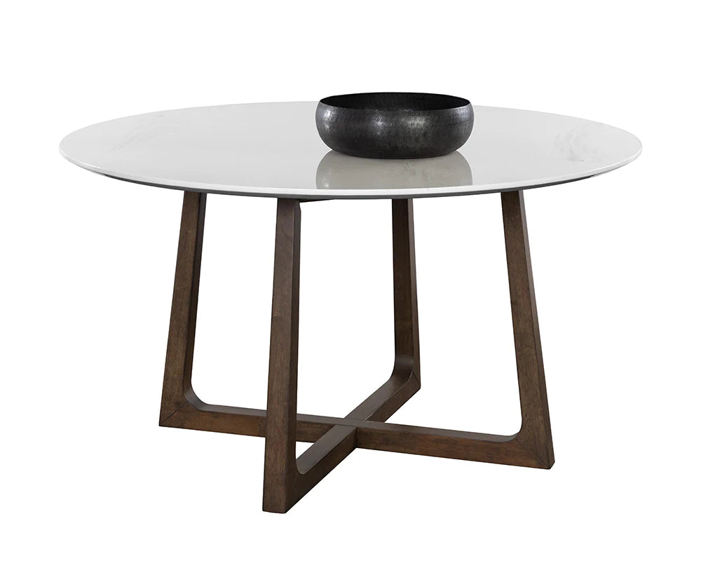 FLORES DINING TABLE - EBONY BROWN - WHITE MARBLE - 53"