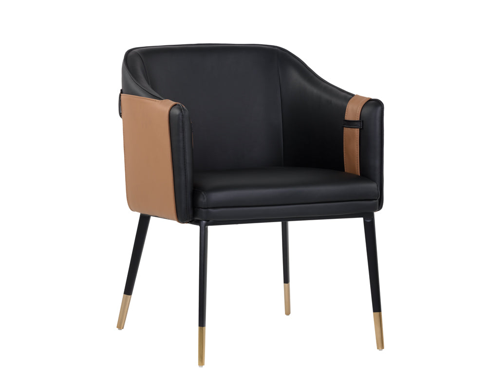 CARTER ARMCHAIR - NAPA BLACK / NAPA COGNAC - Dining Chairs